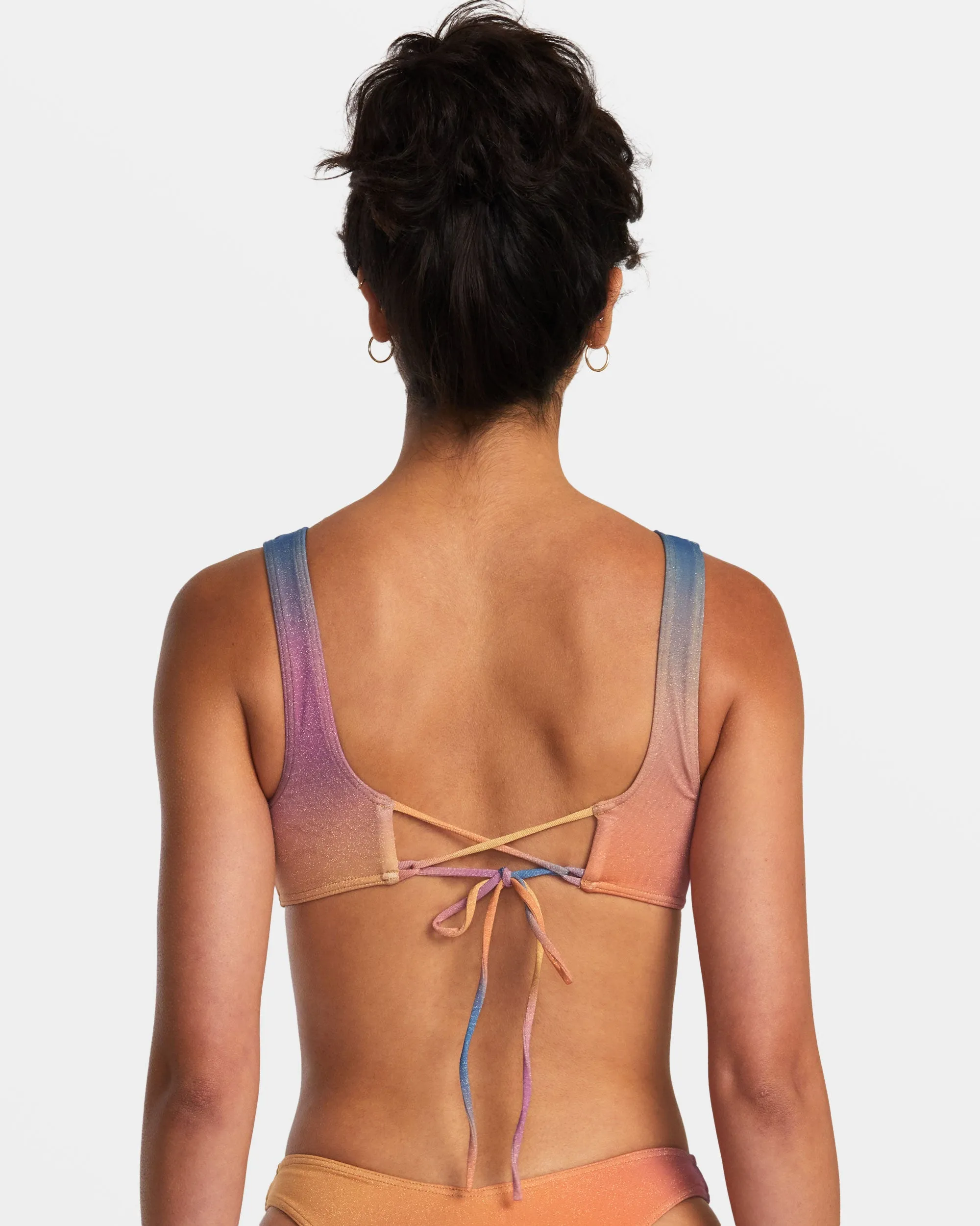 Golden Laceback Bralette Bikini Top - Multi