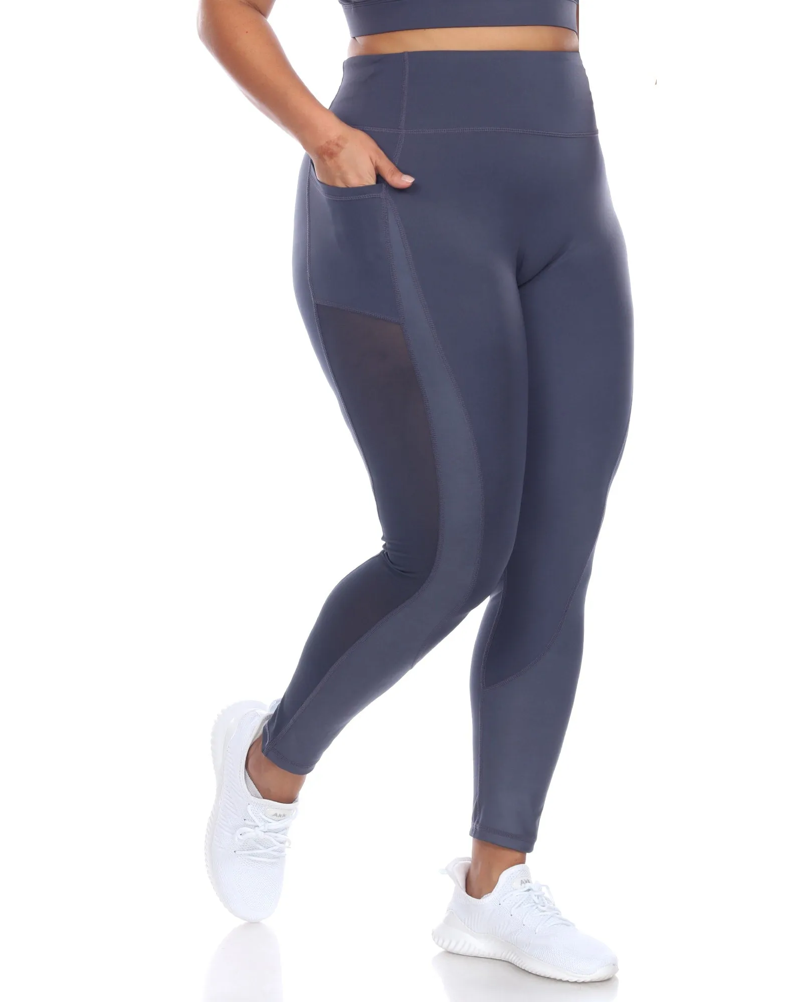 High-Waist Mesh Fitness Leggings | Blue