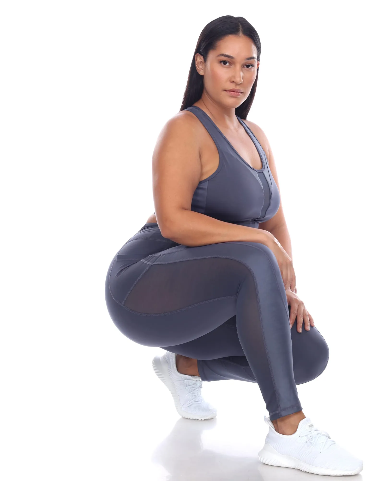 High-Waist Mesh Fitness Leggings | Blue