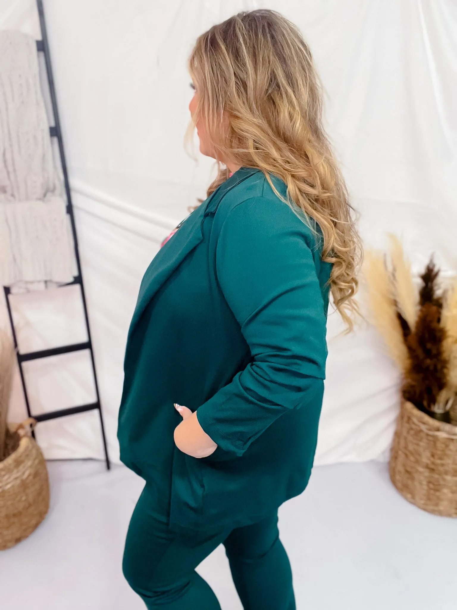 Hunter Green 3/4 Sleeve Magic Blazer