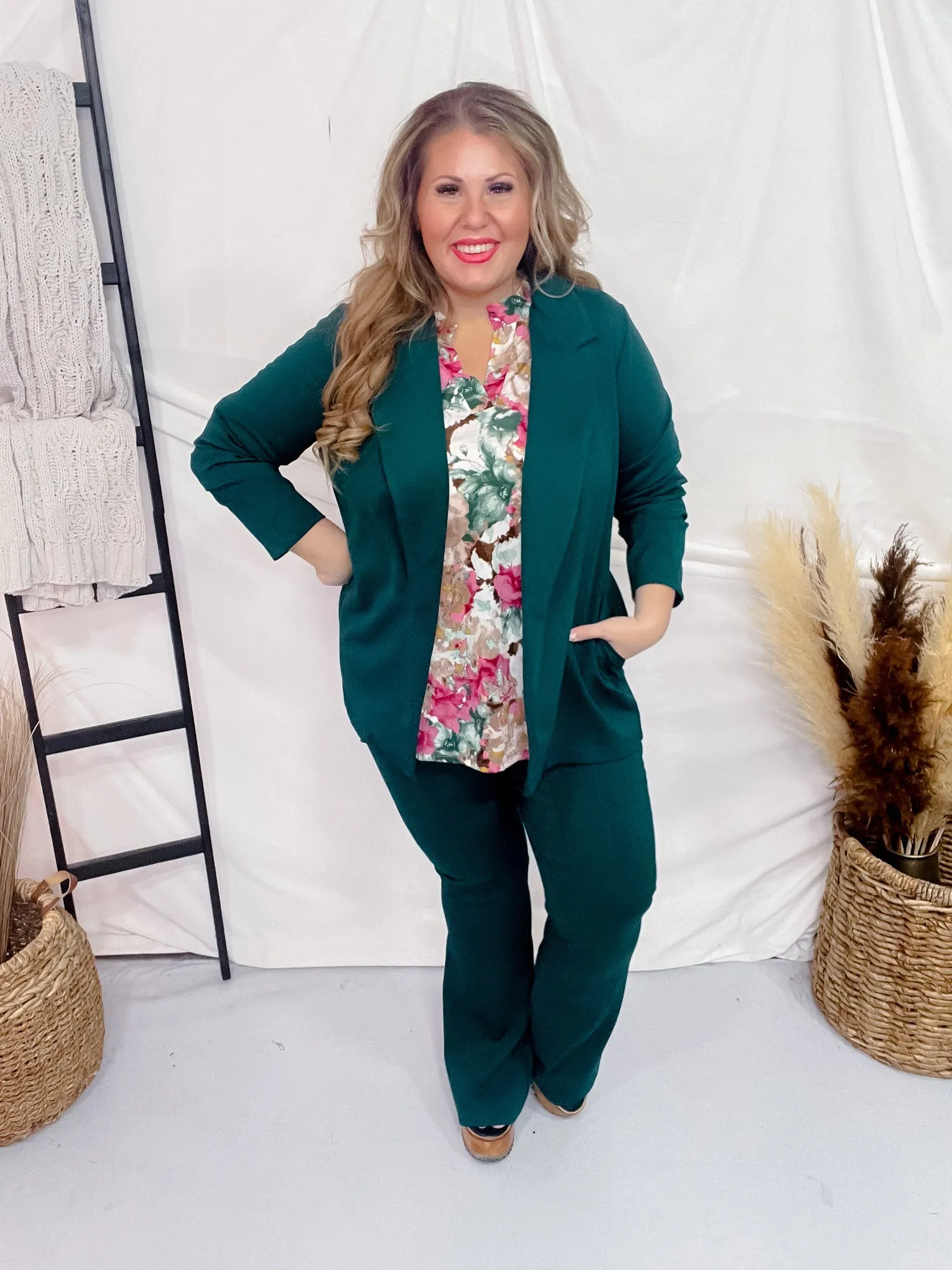 Hunter Green 3/4 Sleeve Magic Blazer