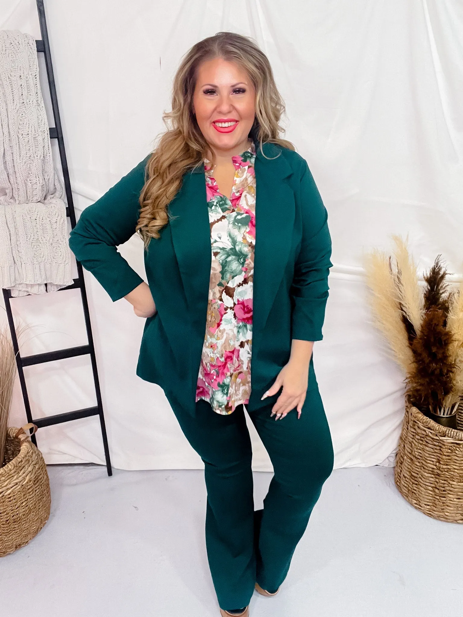 Hunter Green 3/4 Sleeve Magic Blazer