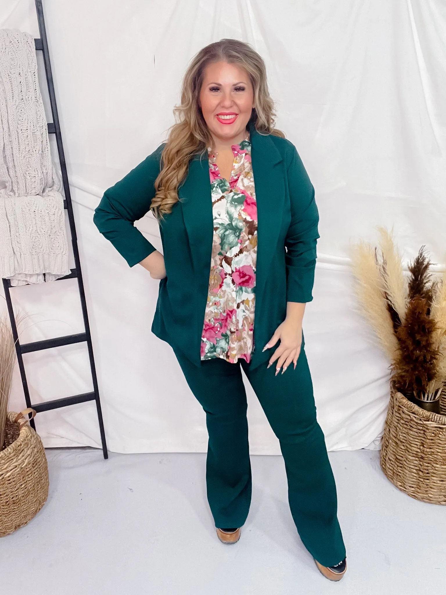 Hunter Green 3/4 Sleeve Magic Blazer