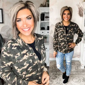 Keep A Secret Camo Button Down