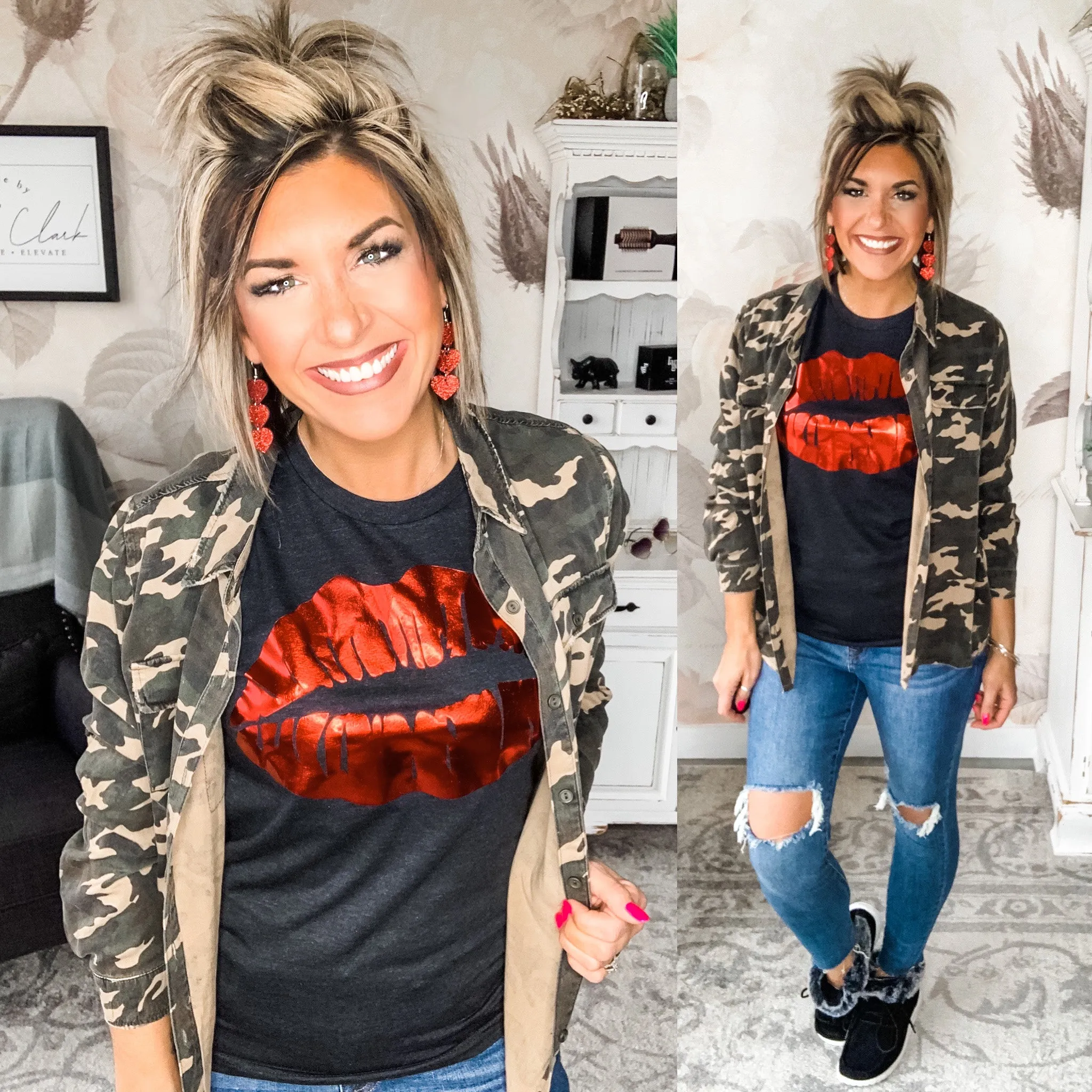 Keep A Secret Camo Button Down