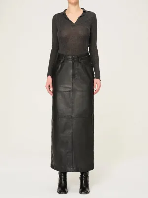 Lexie Leather Maxi Skirt - Black