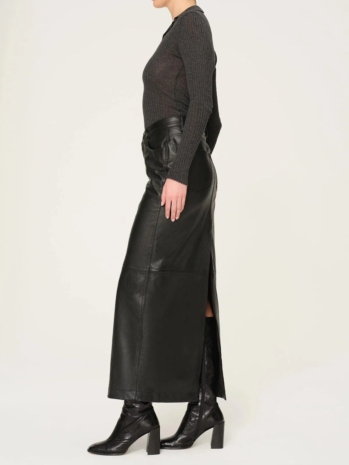 Lexie Leather Maxi Skirt - Black