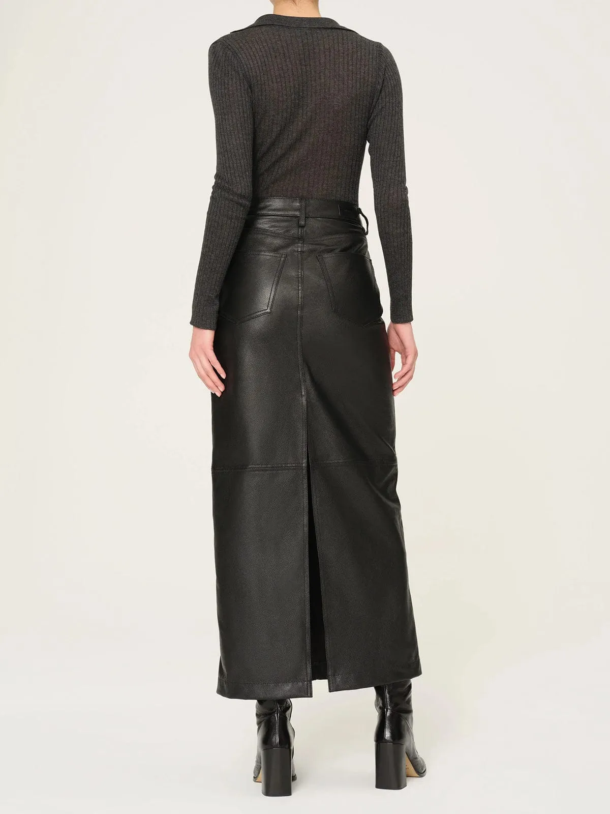 Lexie Leather Maxi Skirt - Black