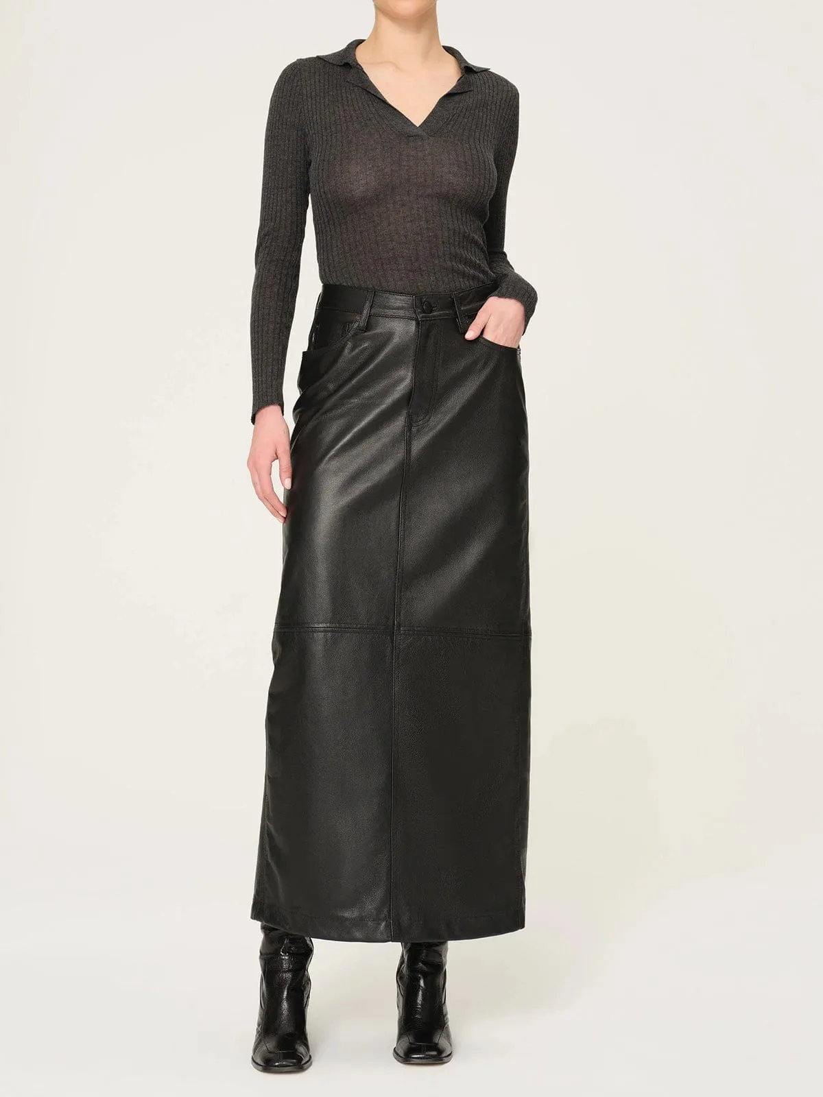 Lexie Leather Maxi Skirt - Black