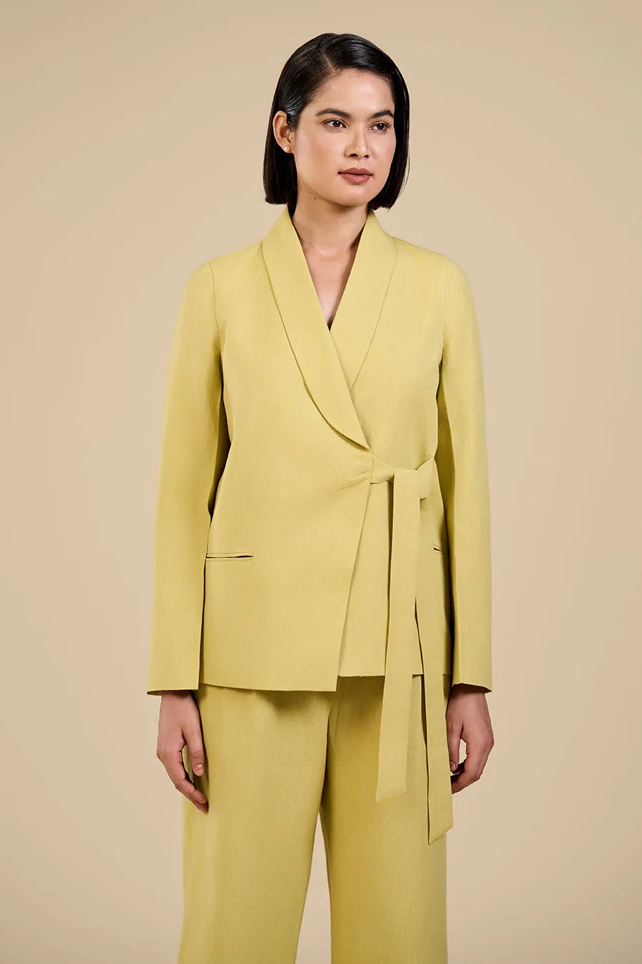 Lime Green Jade Knot Blazer & Pant Co-Ord Set