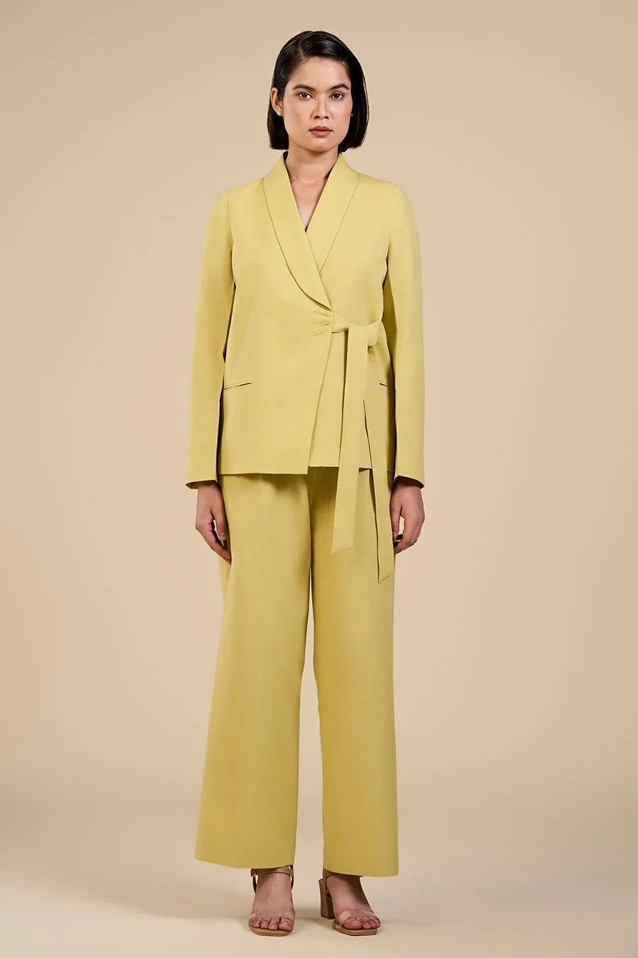 Lime Green Jade Knot Blazer & Pant Co-Ord Set