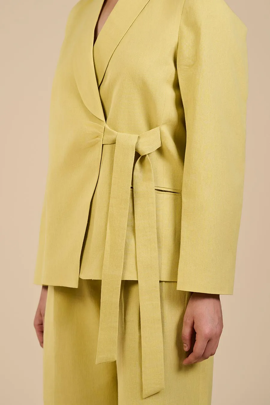 Lime Green Jade Knot Blazer & Pant Co-Ord Set
