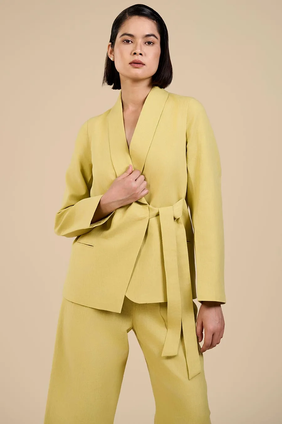 Lime Green Jade Knot Blazer & Pant Co-Ord Set
