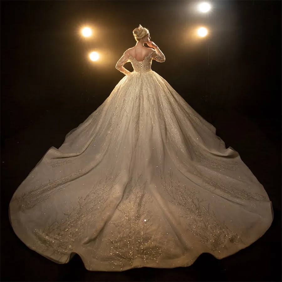 Long Sleeve Muslim Princess Ballgown Wedding Dress