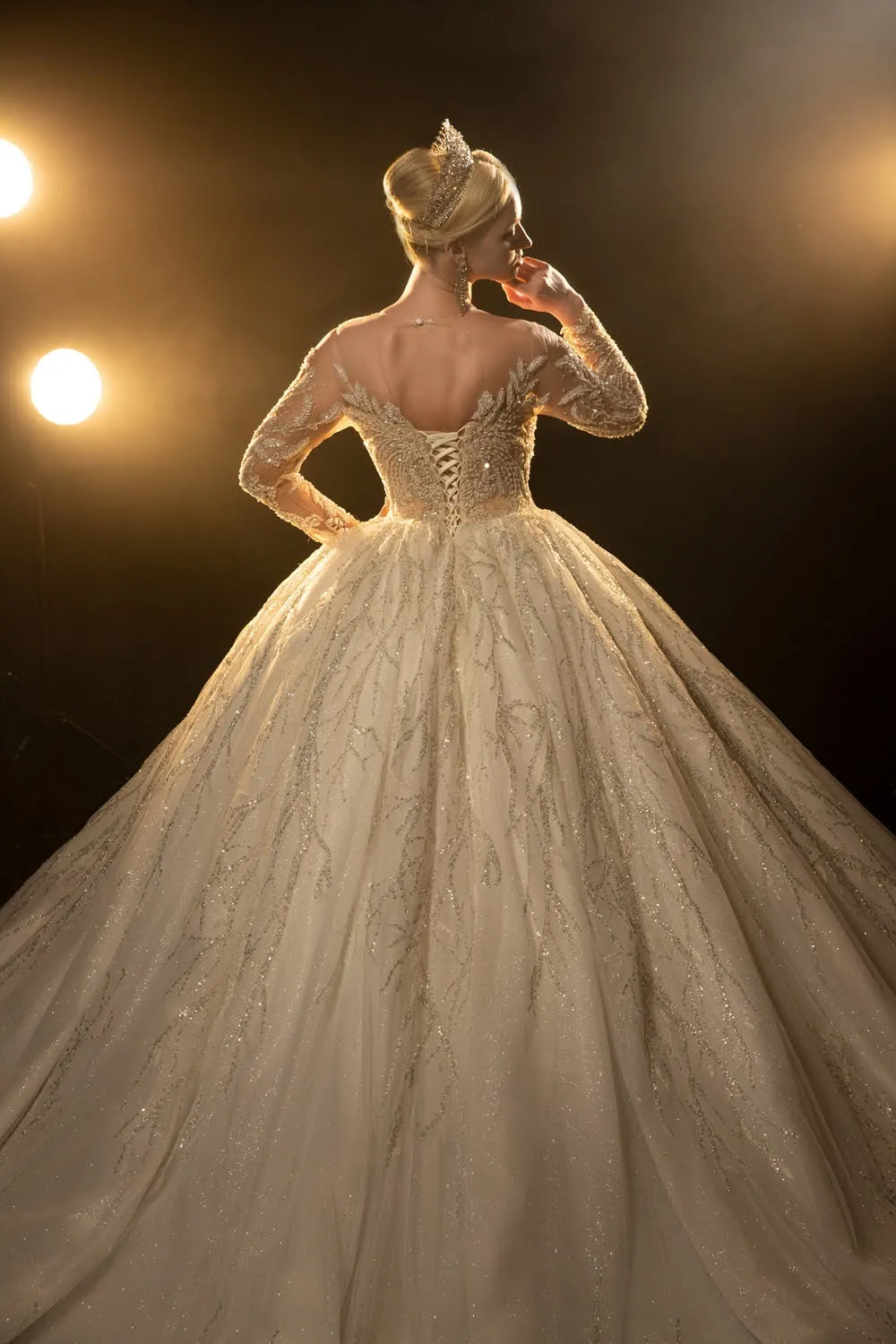 Long Sleeve Muslim Princess Ballgown Wedding Dress