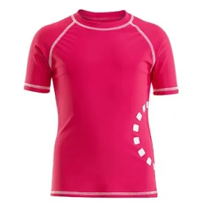 Magenta/ white short-sleeved rash top