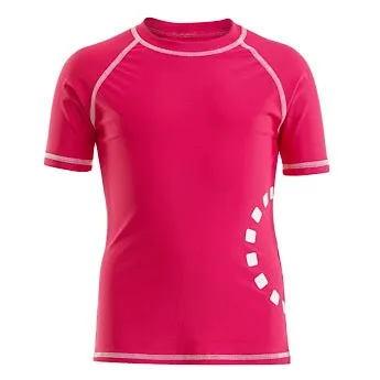 Magenta/ white short-sleeved rash top
