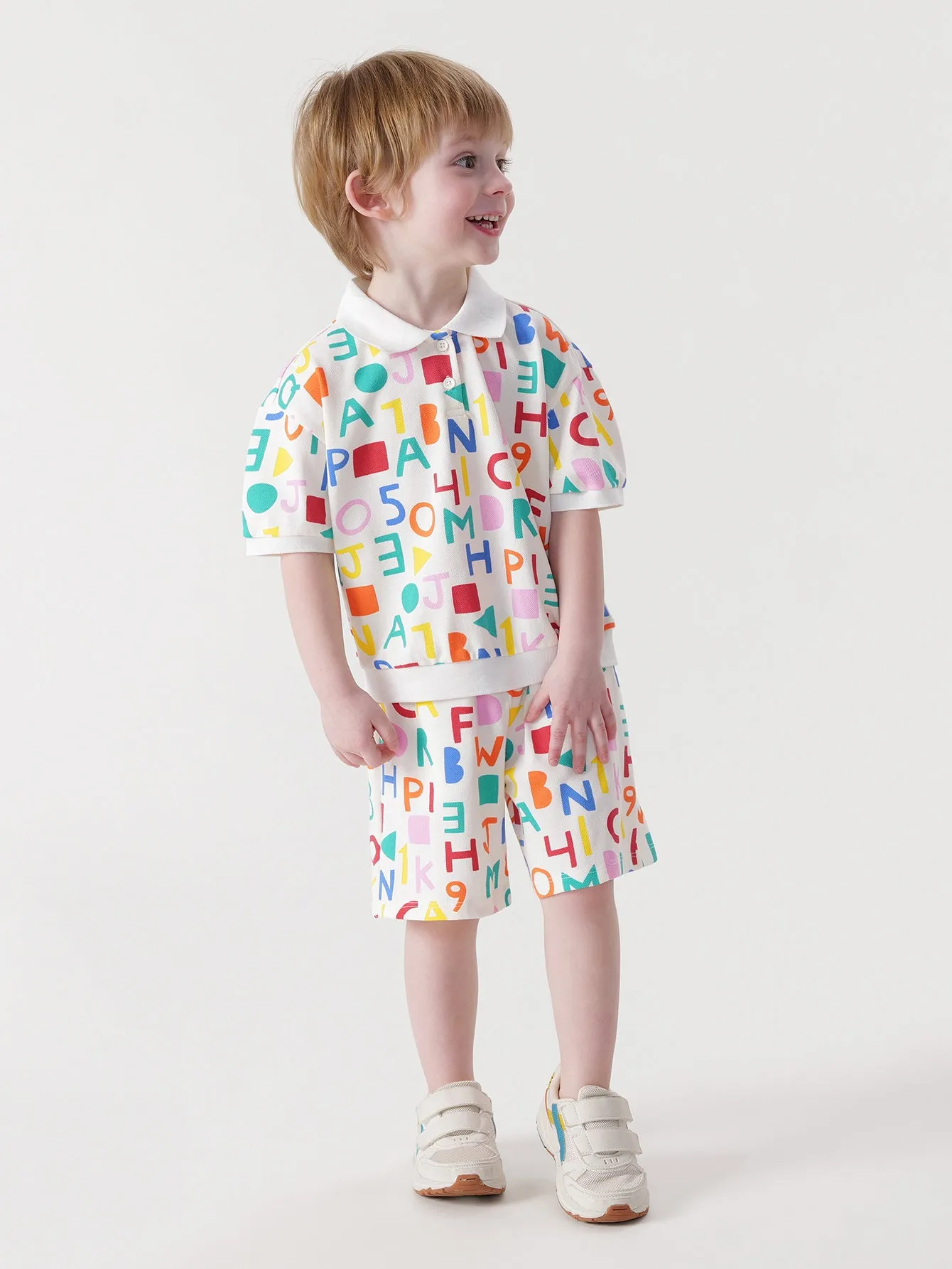 MARC & JANIE Boys Girls Polo Collar Shorts Sets 230676