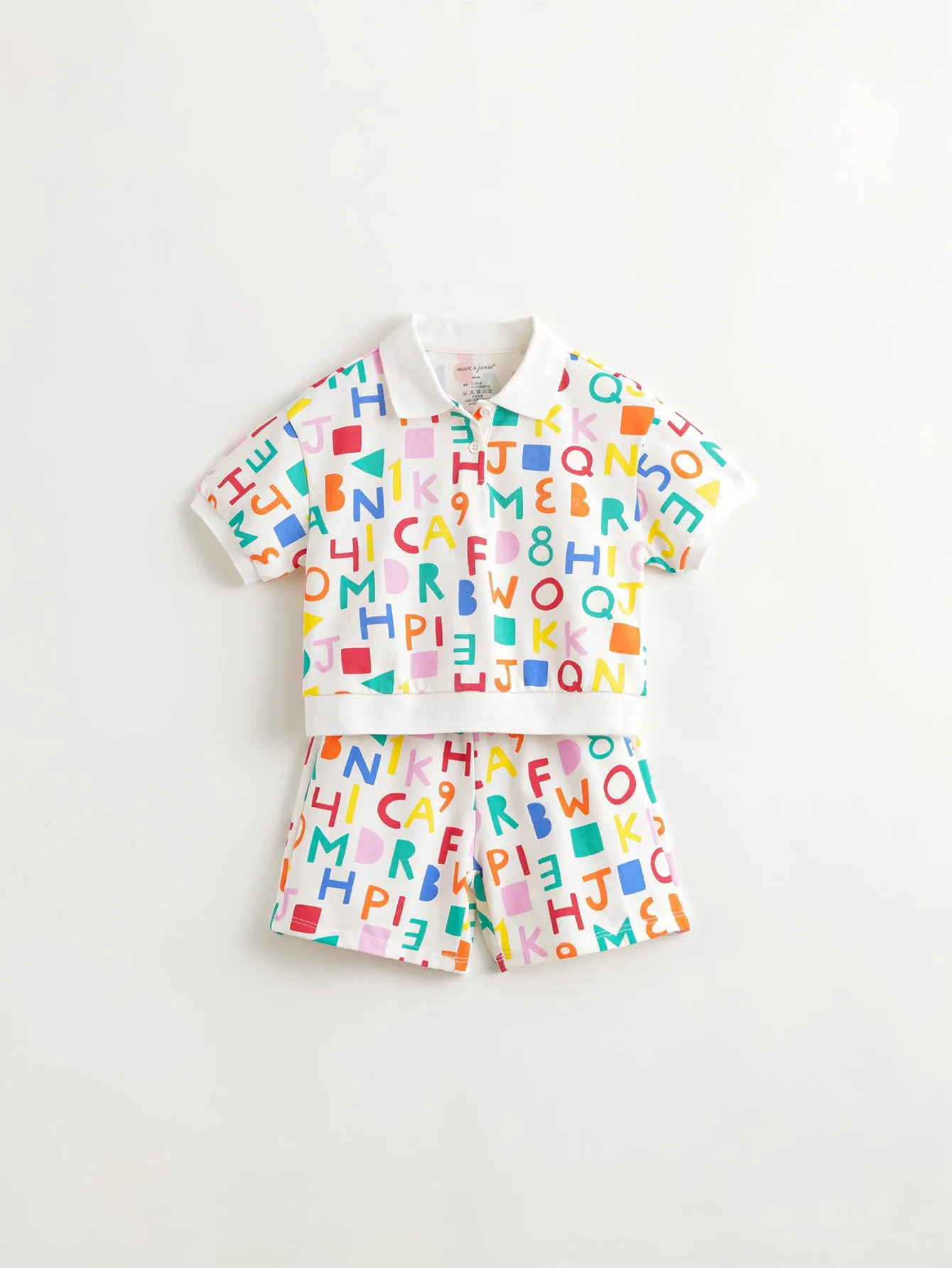 MARC & JANIE Boys Girls Polo Collar Shorts Sets 230676