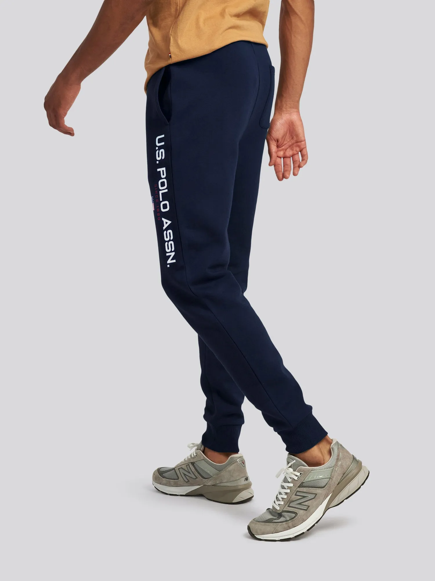 Mens Block Flag Graphic Joggers in Navy Blue