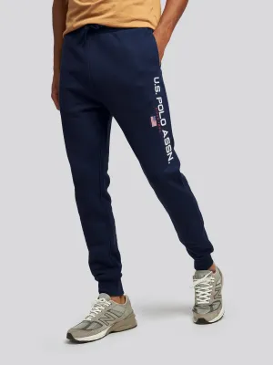 Mens Block Flag Graphic Joggers in Navy Blue
