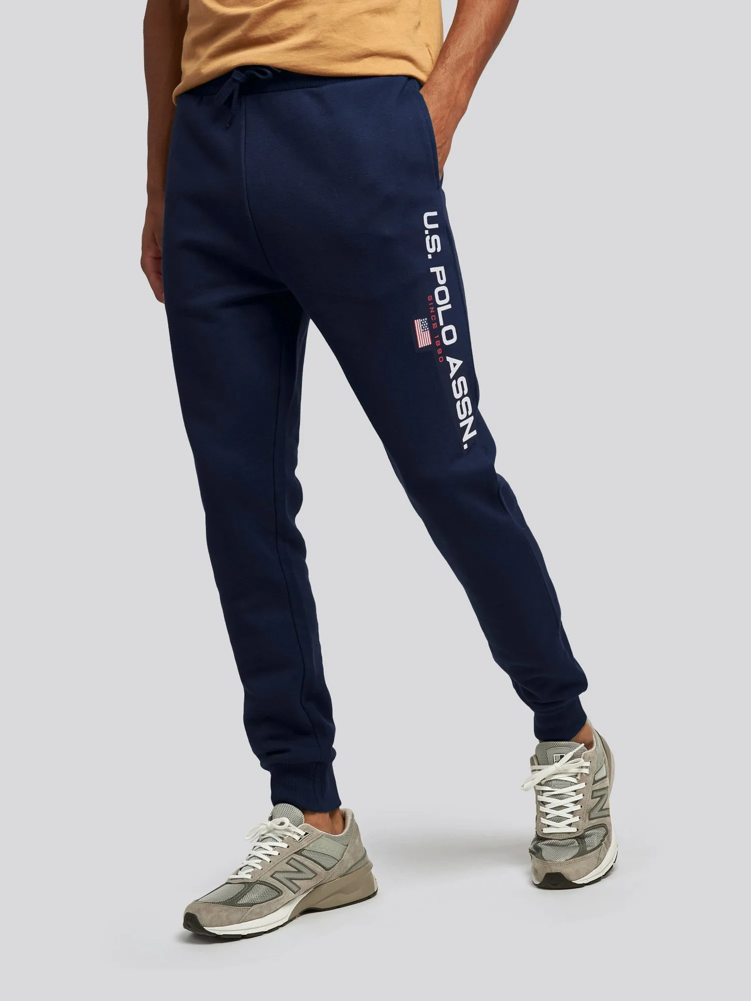 Mens Block Flag Graphic Joggers in Navy Blue