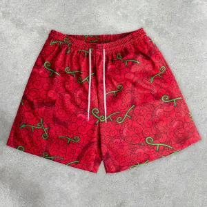 Men's casual preppy printed mesh shorts