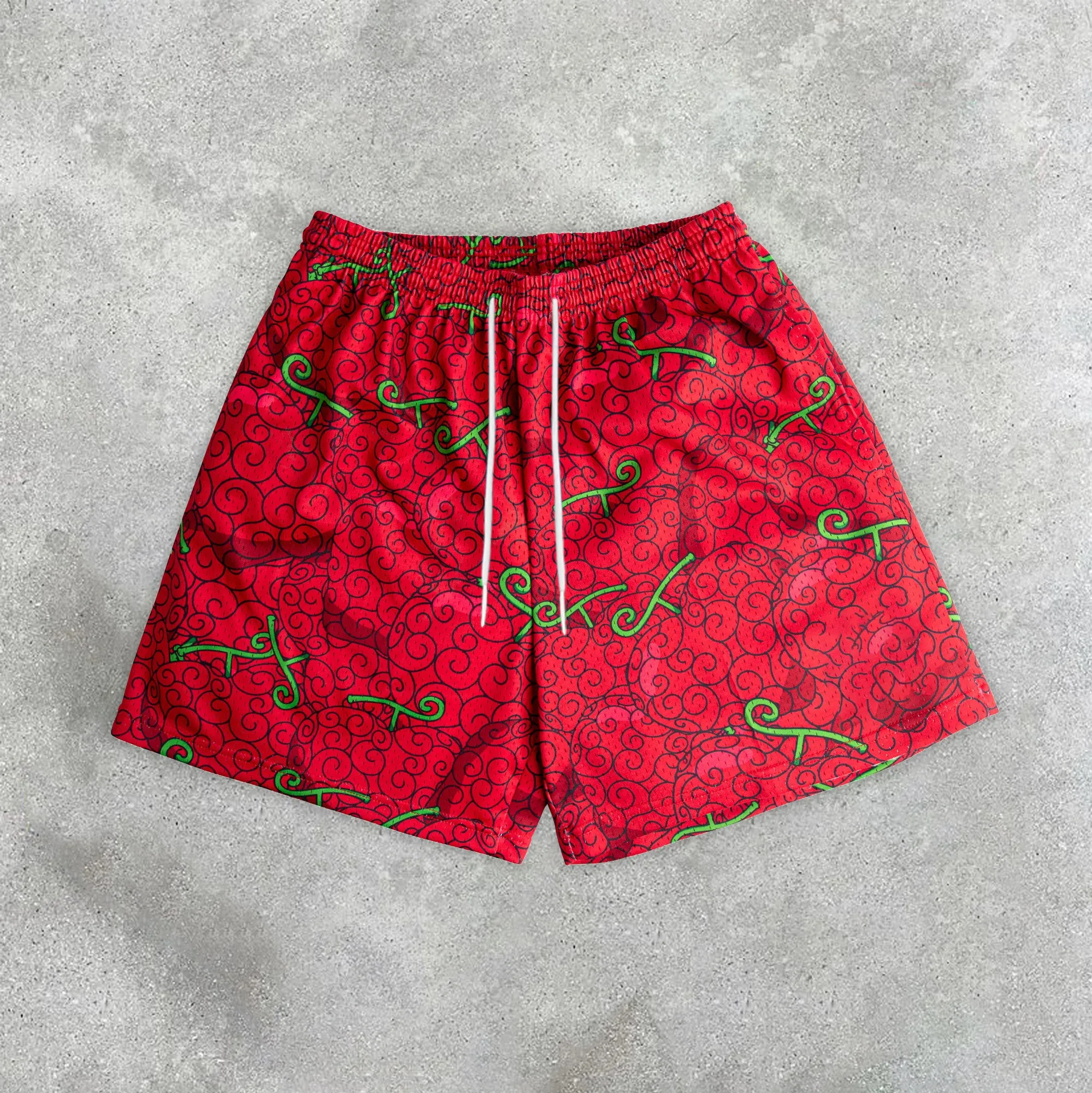 Men's casual preppy printed mesh shorts
