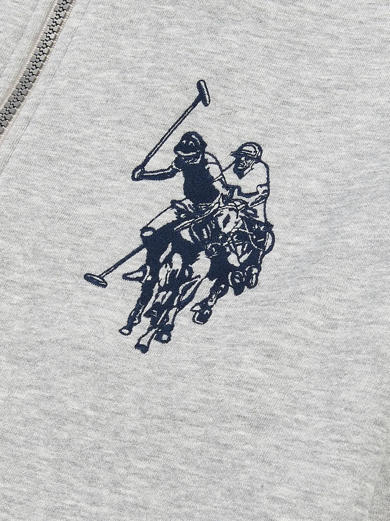 Mens Double Horsemen Zip-through Hoodie in Vintage Grey Heather