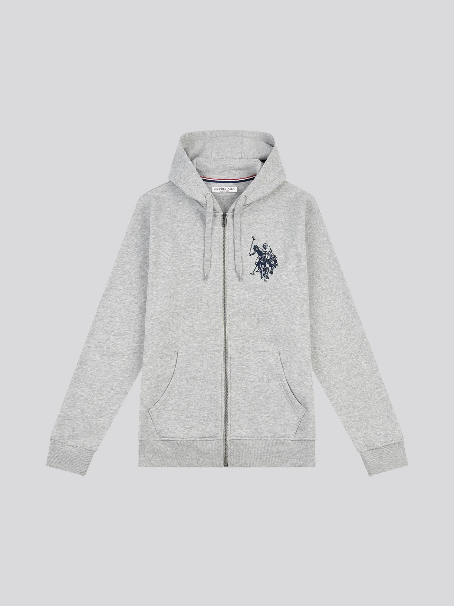 Mens Double Horsemen Zip-through Hoodie in Vintage Grey Heather