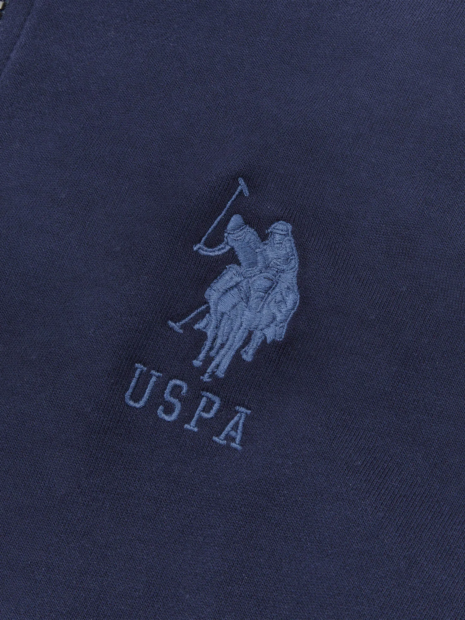 Mens Quarter Zip Funnel Neck Sweatshirt in Navy Blue