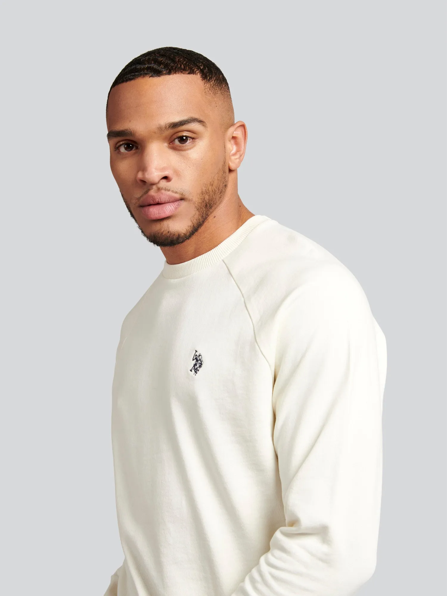 Mens Raglan Crew Neck Sweatshirt in Marshmallow