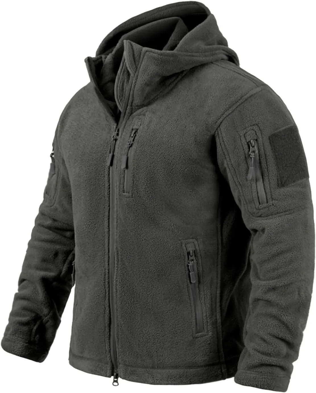Men's Tactical Fleece Jacket Winter Warm Full Zip Military Hoodies Multi-Pockets