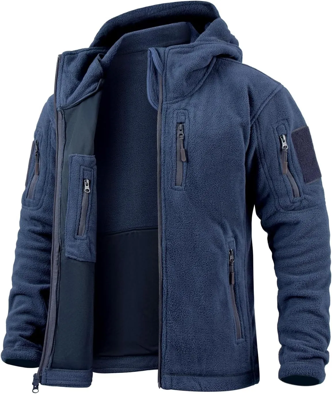 Men's Tactical Fleece Jacket Winter Warm Full Zip Military Hoodies Multi-Pockets