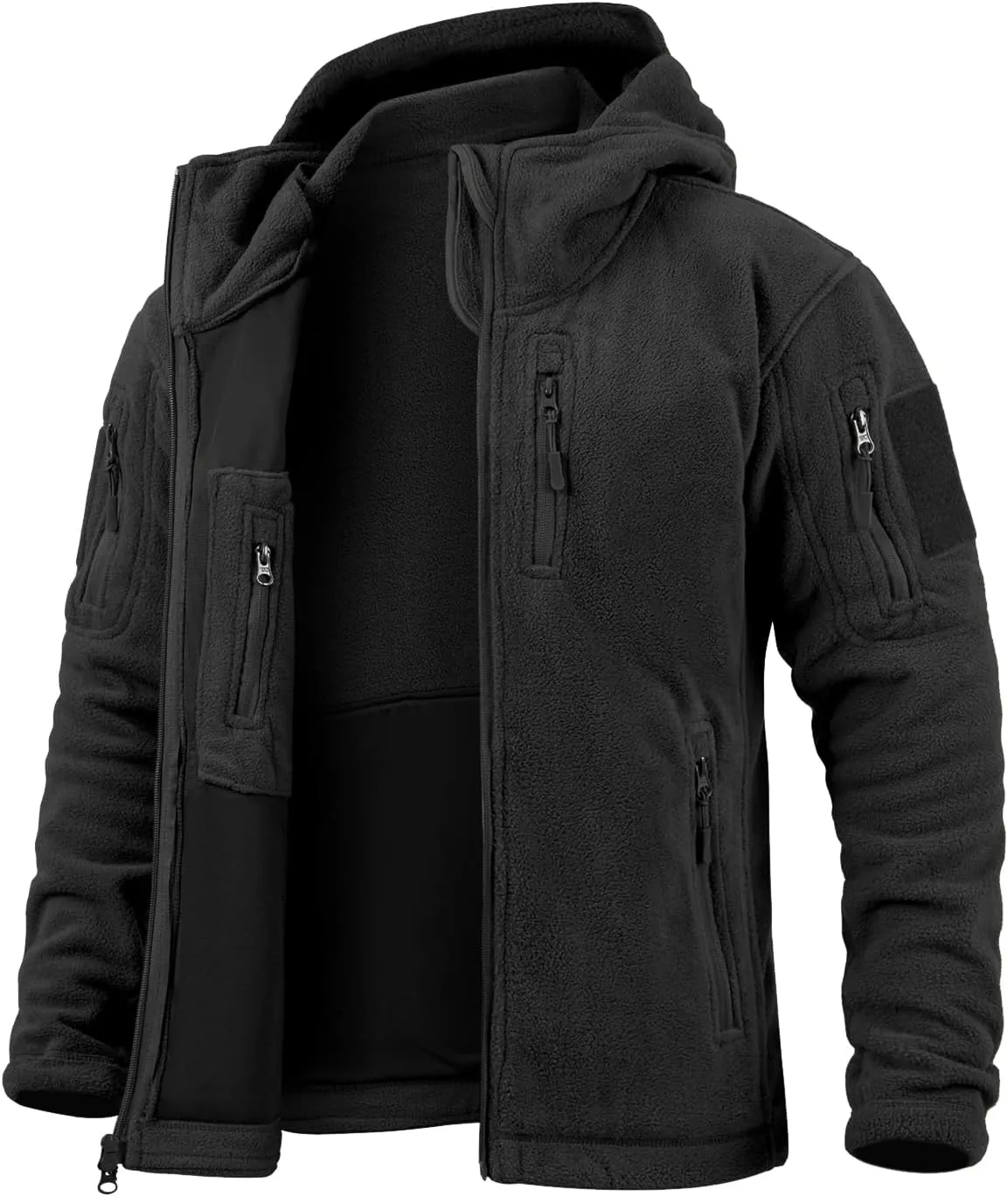 Men's Tactical Fleece Jacket Winter Warm Full Zip Military Hoodies Multi-Pockets