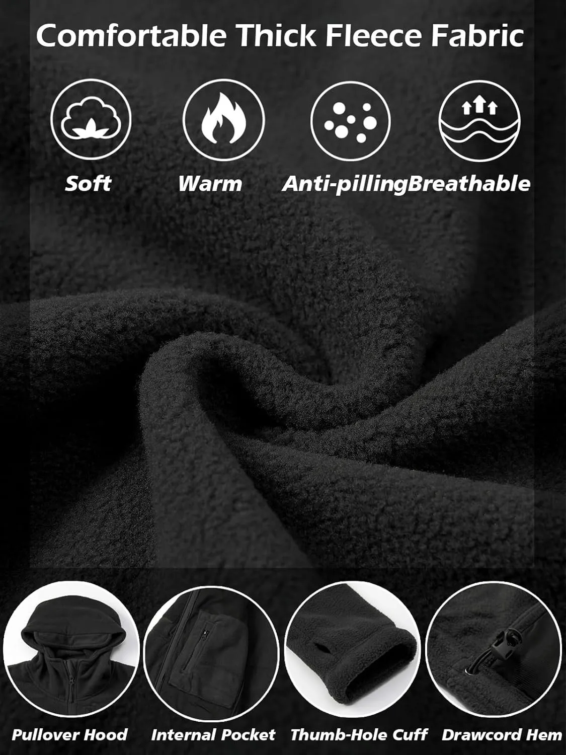 Men's Tactical Fleece Jacket Winter Warm Full Zip Military Hoodies Multi-Pockets