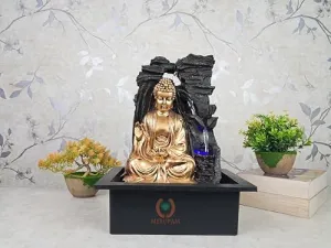 Merupam Buddha Tabletop Waterfall Fountain Meditation Relaxing Indoor Decoration, Zen Fountain for Home, Office, Bedroom Decoration
