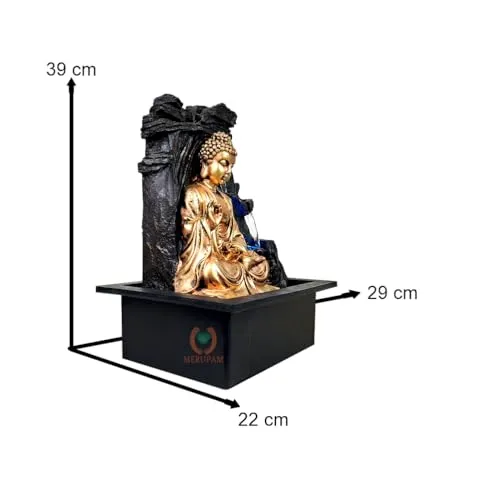 Merupam Buddha Tabletop Waterfall Fountain Meditation Relaxing Indoor Decoration, Zen Fountain for Home, Office, Bedroom Decoration