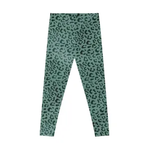 Mid Waist Leopard Camouflage Print Fitness Leggings_Green