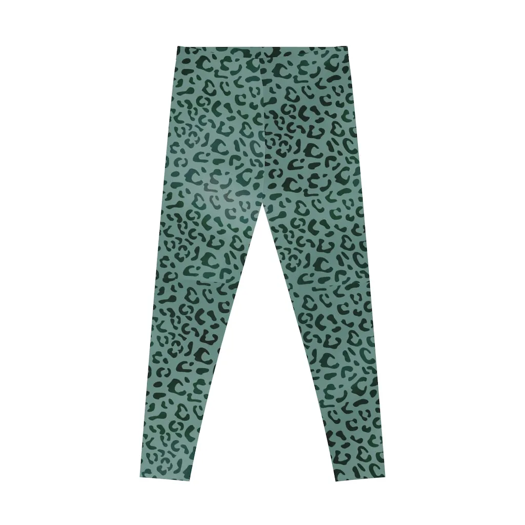 Mid Waist Leopard Camouflage Print Fitness Leggings_Green