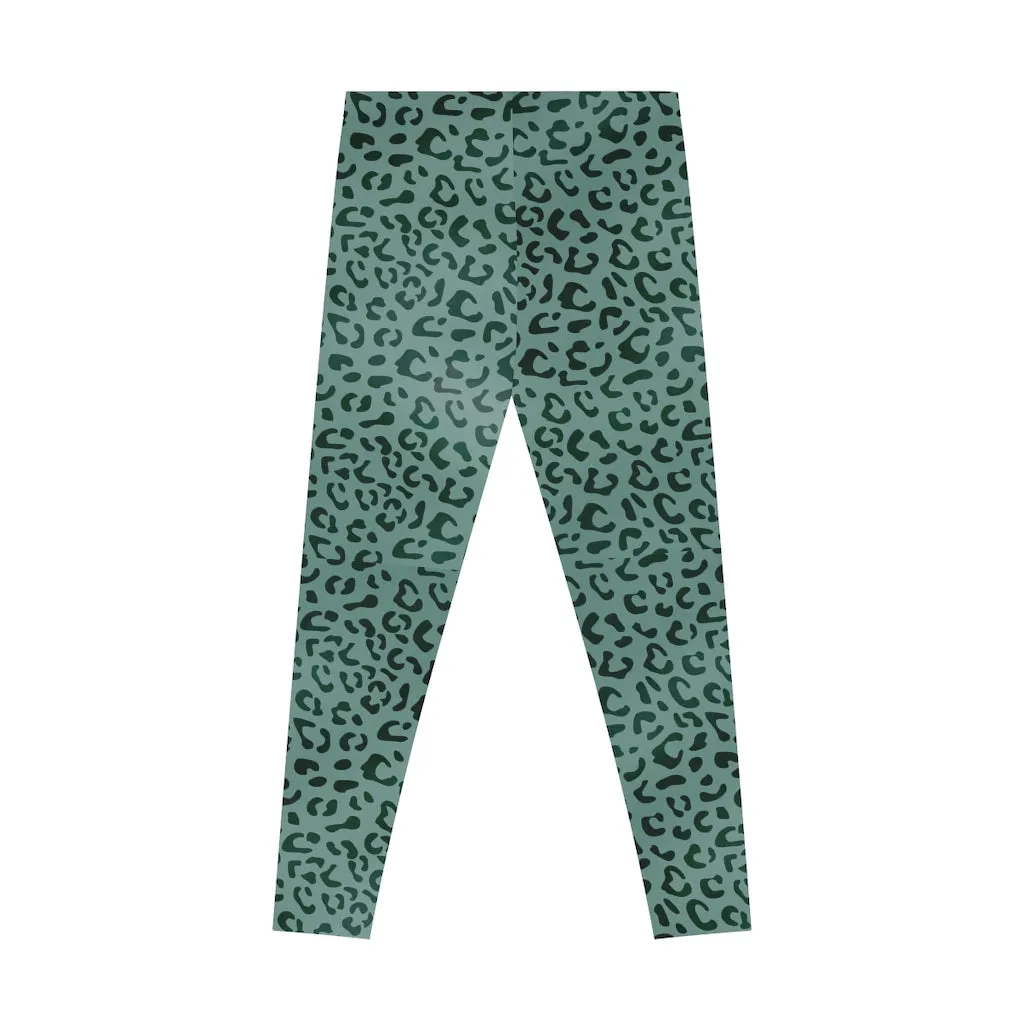 Mid Waist Leopard Camouflage Print Fitness Leggings_Green