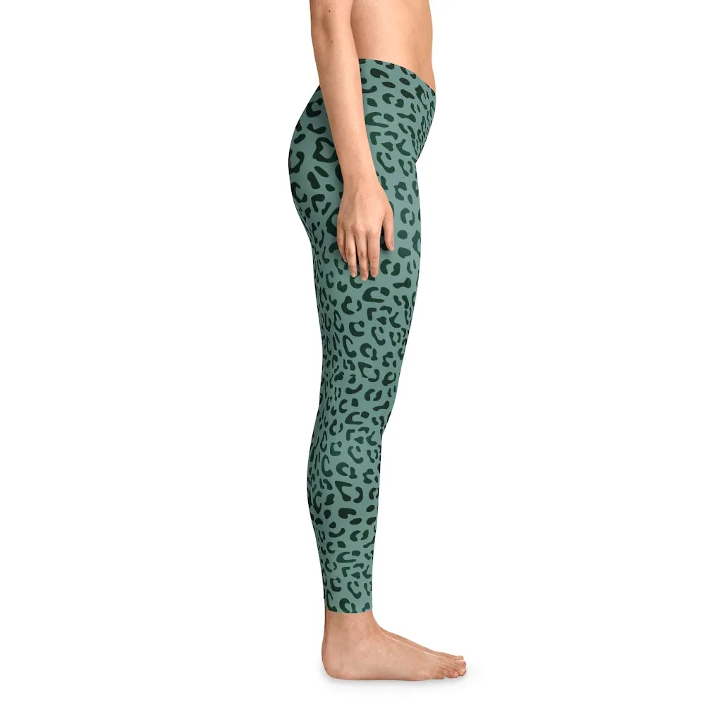 Mid Waist Leopard Camouflage Print Fitness Leggings_Green