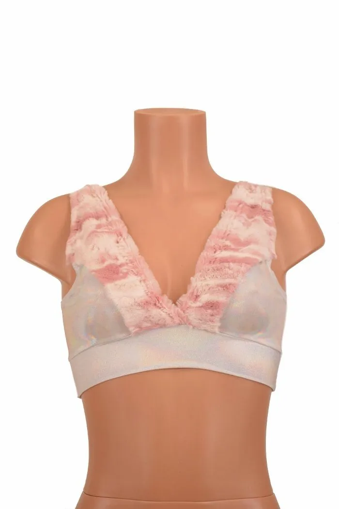 Minky Faux Fur Trimmed Starlette Bralette
