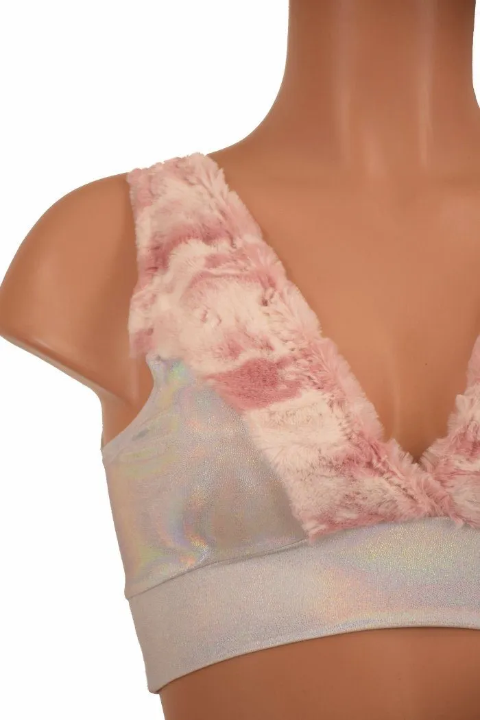 Minky Faux Fur Trimmed Starlette Bralette