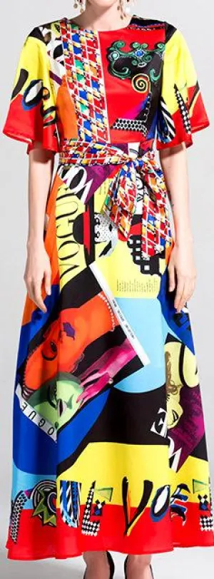 Multi Color Pop Art Print Dress