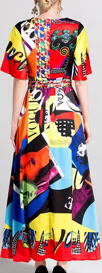 Multi Color Pop Art Print Dress