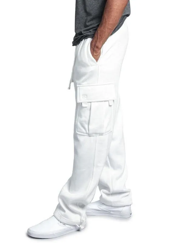Multi-pocket Loose Fit Cargo Pants - Solid Color Elastic Waist