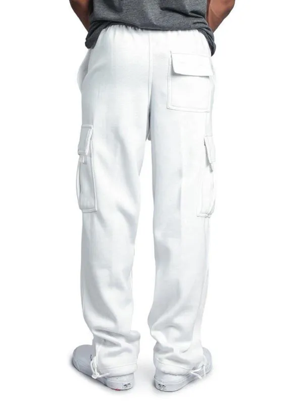 Multi-pocket Loose Fit Cargo Pants - Solid Color Elastic Waist