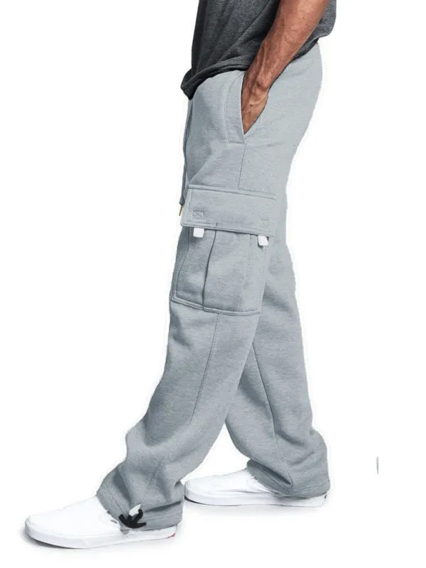 Multi-pocket Loose Fit Cargo Pants - Solid Color Elastic Waist