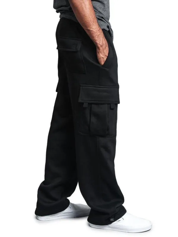 Multi-pocket Loose Fit Cargo Pants - Solid Color Elastic Waist